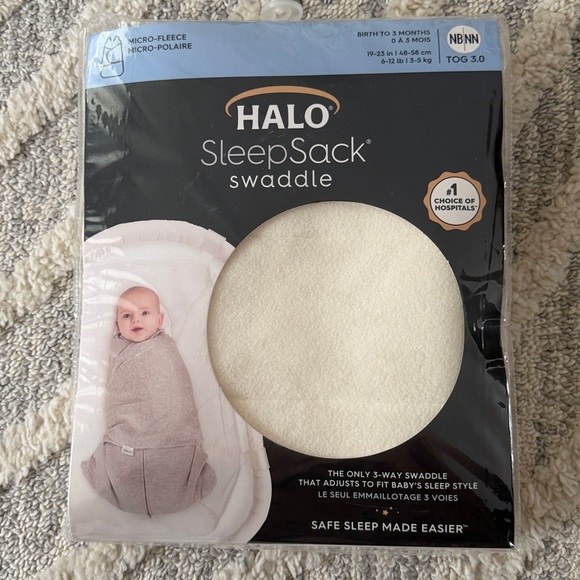 NWT Halo Cream Newborn SleepSack Swaddle in Microfleece - Picture 8 of 9